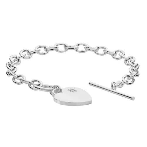 Silver Ladies' T-Bar Cz Bracelet 14g